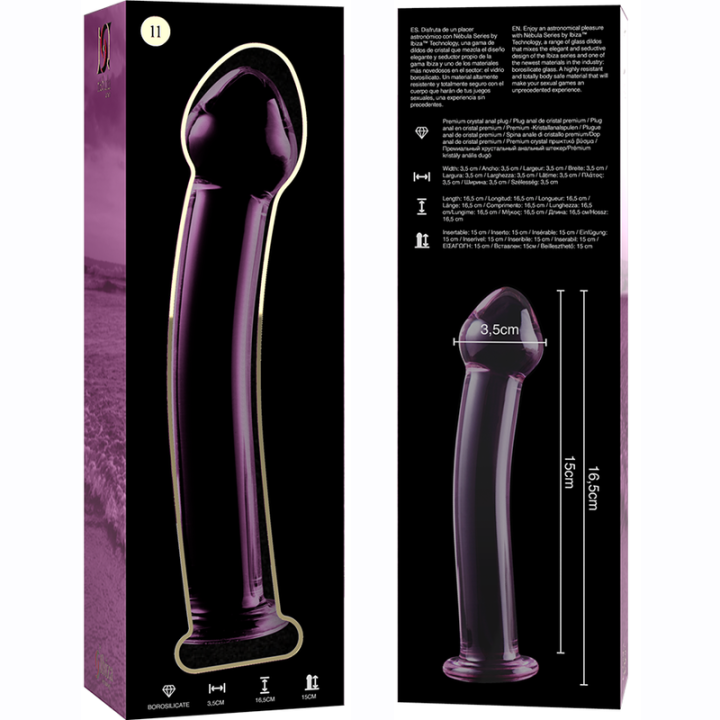 NEBULA SERIES BY IBIZA - MODÈLE 11 GODE EN VERRE BOROSILICATE ROSE 16 CM -O- 3 CM