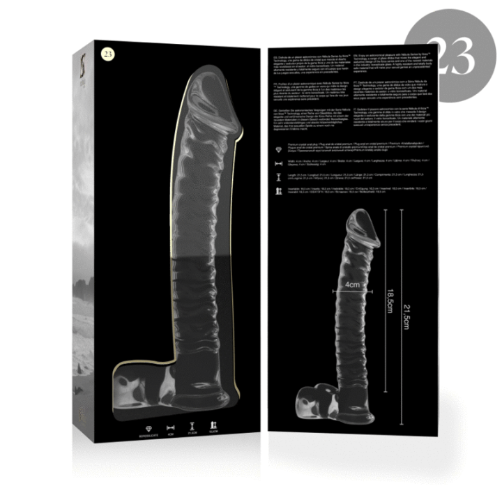 NEBULA SERIES BY IBIZA - MODÈLE 23 GODE EN VERRE BOROSILICATE CLAIR 21.5 CM -O- 4 CM