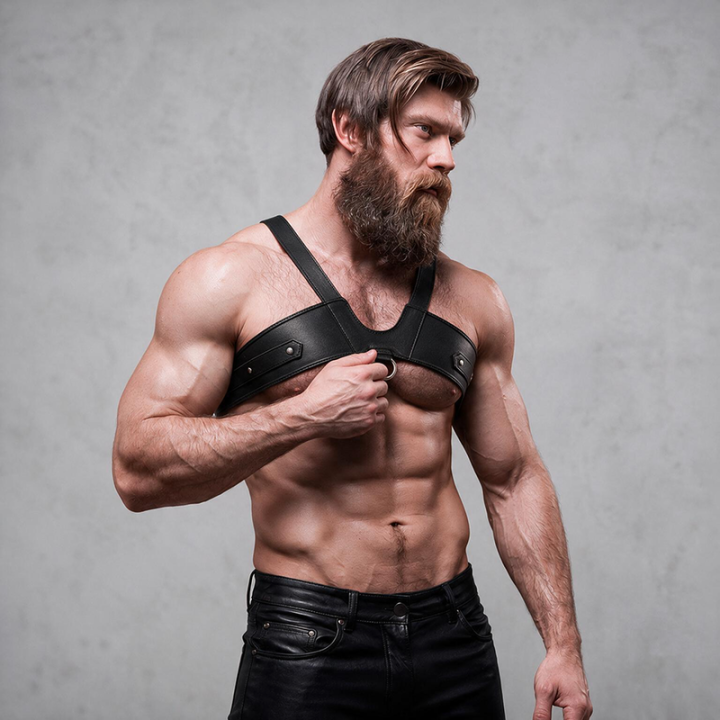 FETISH SUBMISSIVE ATTITUDE - HARNAIS DE POITRINE EN ÉCO-CUIR POUR HOMMES BRIGADE