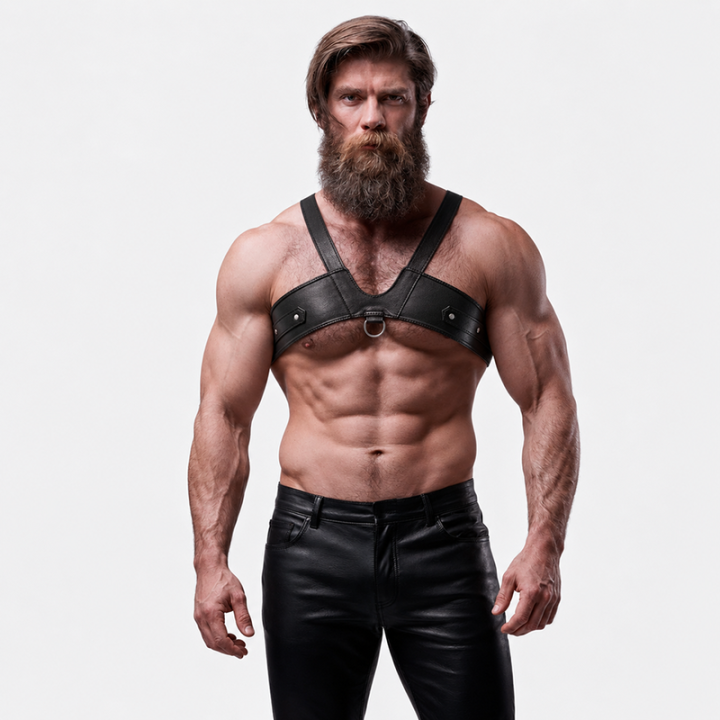 FETISH SUBMISSIVE ATTITUDE - HARNAIS DE POITRINE EN ÉCO-CUIR POUR HOMMES BRIGADE