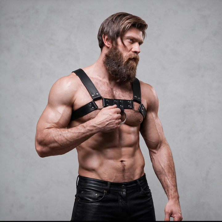 FETISH SUBMISSIVE ATTITUDE - HARNAIS DE POITRINE EN ÉCO-CUIR POUR HOMMES