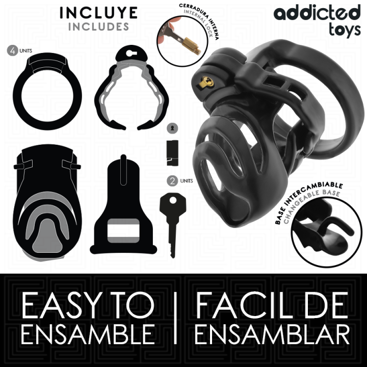 ADDICTED TOYS LOCKED - CAGE À PÉNIS À VERROUILLAGE ÉTERNEL 9 CM