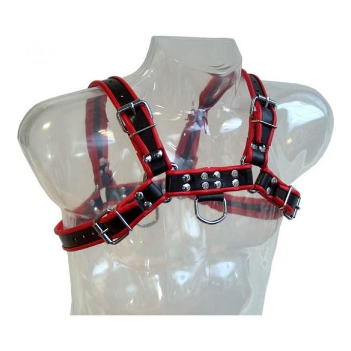 LEATHER BODY - HARNAIS CHAÎNE III NOIR / ROUGE