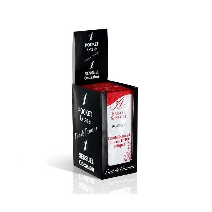 EXTASE SENSUAL - HUILE DE MASSAGE AUX PHÉROMONES EFFET CHALEUR SUCETTE 10 ML