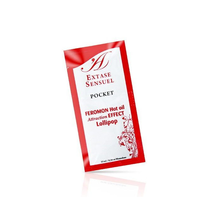 EXTASE SENSUAL - HUILE DE MASSAGE AUX PHÉROMONES EFFET CHALEUR SUCETTE 10 ML