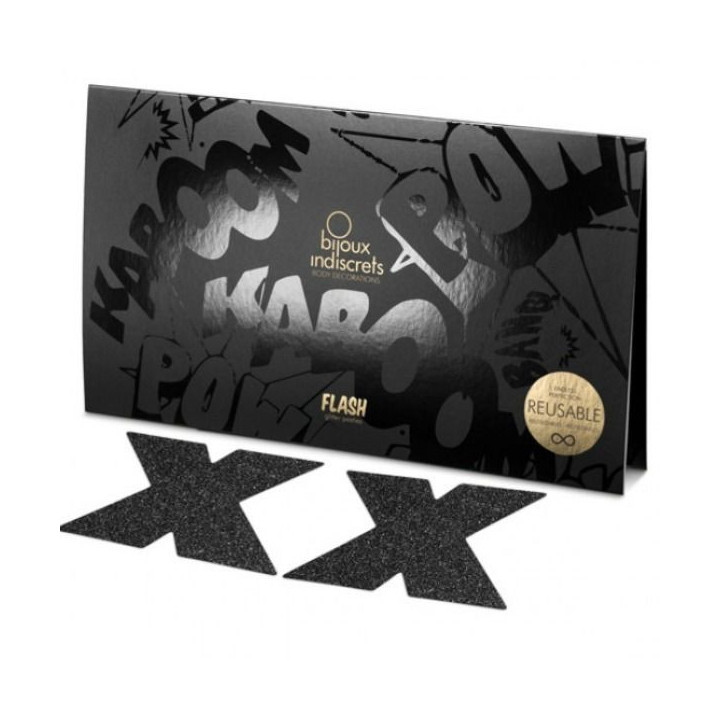 BIJOUX - INDISCRETS FLASH CROSS NIPPLE CAPS NOIR