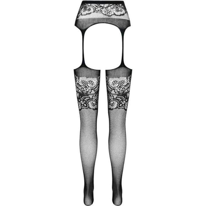 PASSION - S029 COLLANT NOIR AVEC JARRETIÈRE TAILLE UNIQUE