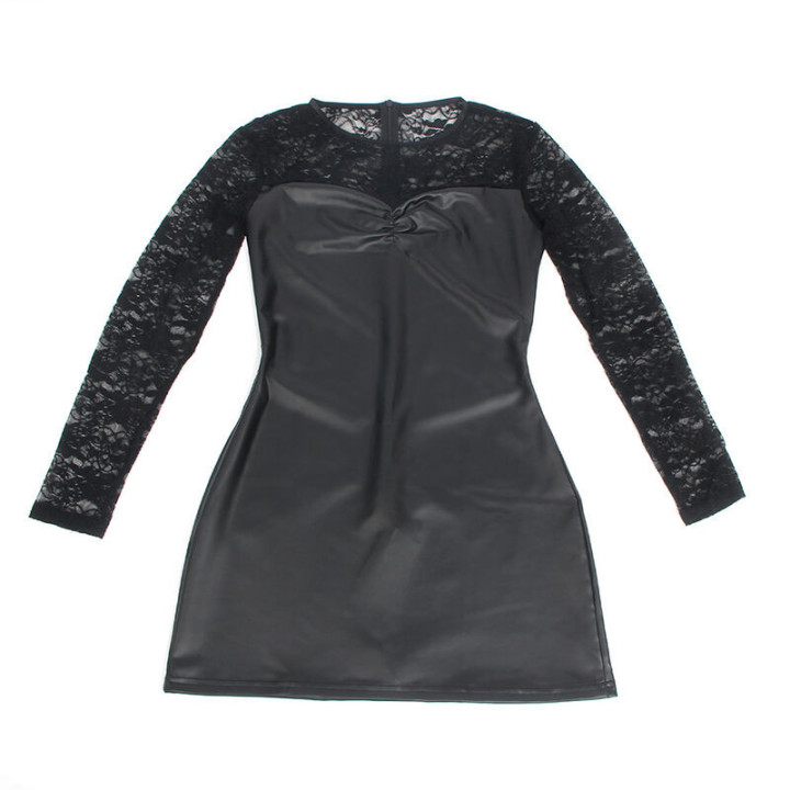 SUBBLIME - 955601 ROBE À MANCHES LONGUES AVEC DENTELLE NOIRE L/XL