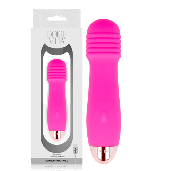 DOLCE VITA - VIBRATEUR RECHARGEABLE TROIS ROSE 7 VITESSES